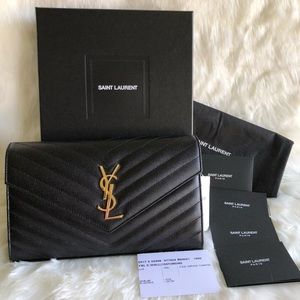 Auth Saint Laurent Monogram Wallet On Chain Black